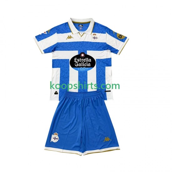 Thuis Tenue Kinder Voetbalshirts Deportivo La Coruna 2025-2026 Korte Mouwen