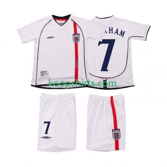 Engeland Retro Thuis Tenue Kinder Voetbalshirts BECKHAM 7 2002 Korte Mouwen