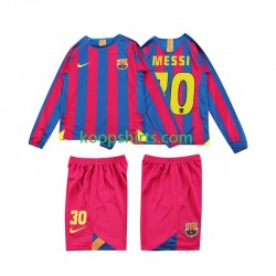 FC Barcelona Retro Thuis Tenue Kinder Voetbalshirts Lionel Messi 10 2005 2006 Lange Mouwen