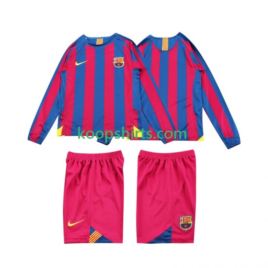 FC Barcelona Retro Thuis Tenue Kinder Voetbalshirts 2005 2006 Lange Mouwen