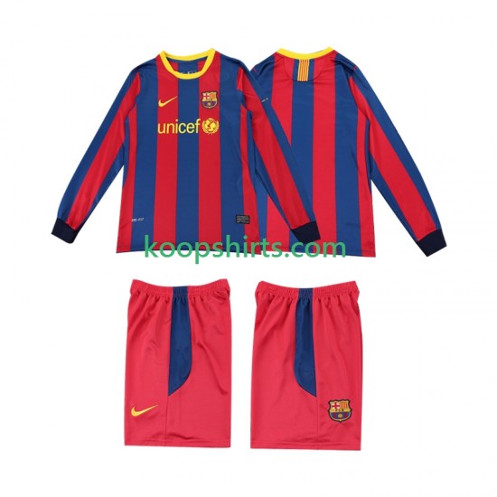 FC Barcelona Retro Thuis Tenue Kinder Voetbalshirts 2010 2011 Lange Mouwen
