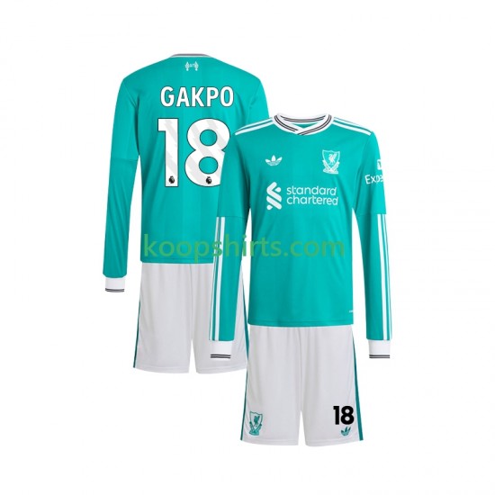 Liverpool Derde Tenue Kinder Voetbalshirts Gakpo 18 2025-2026 Lange Mouwen