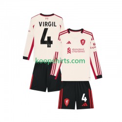 Liverpool Uit Tenue Kinder Voetbalshirts Virgil van Dijk 4 2025-2026 Lange Mouwen