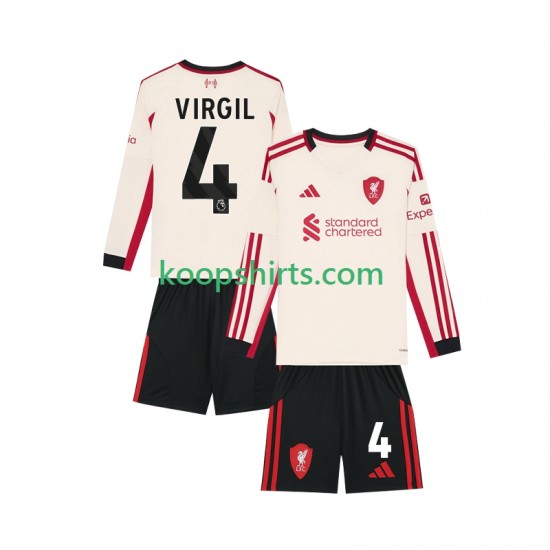 Liverpool Uit Tenue Kinder Voetbalshirts Virgil van Dijk 4 2025-2026 Lange Mouwen