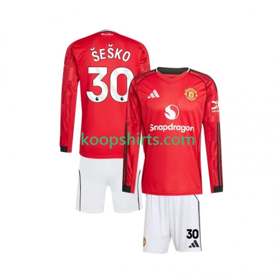 Manchester United Thuis Tenue Kinder Voetbalshirts Benjamin Sesko 30 2025-2026 Lange Mouwen