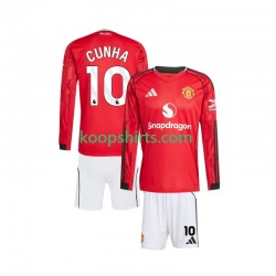 Manchester United Thuis Tenue Kinder Voetbalshirts Matheus Cunha 10 2025-2026 Lange Mouwen
