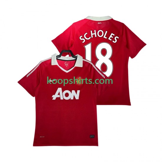 Manchester United Retro Thuis Tenue Heren Voetbalshirts SCHOLES 18 2010 2011 Korte Mouwen