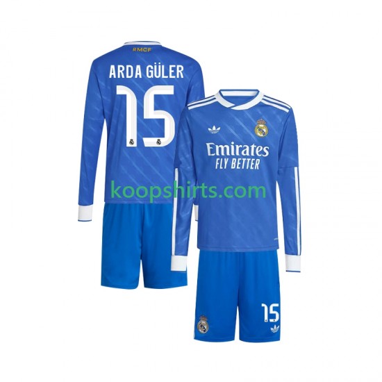 Real Madrid Derde Tenue Kinder Voetbalshirts Arda Guler 15 2025-2026 Lange Mouwen