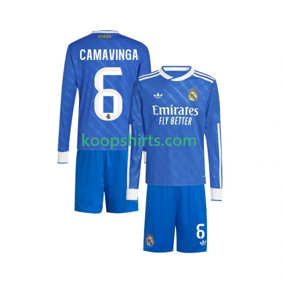 Real Madrid Derde Tenue Kinder Voetbalshirts Camavinga 6 2025-2026 Lange Mouwen