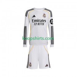 Real Madrid Thuis Tenue Kinder Voetbalshirts 2025-2026 Lange Mouwen