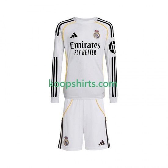 Real Madrid Thuis Tenue Kinder Voetbalshirts 2025-2026 Lange Mouwen