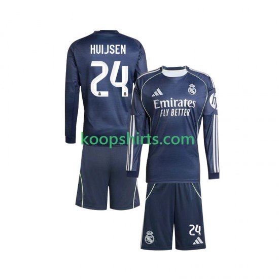 Real Madrid Uit Tenue Kinder Voetbalshirts Huijsen 24 2025-2026 Lange Mouwen