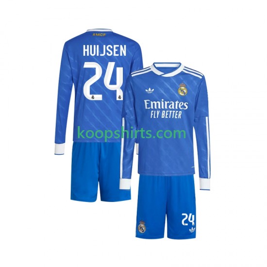 Real Madrid Derde Tenue Kinder Voetbalshirts Huijsen 24 2025-2026 Lange Mouwen