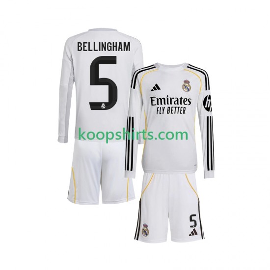 Real Madrid Thuis Tenue Kinder Voetbalshirts Jude Bellingham 5 2025-2026 Lange Mouwen