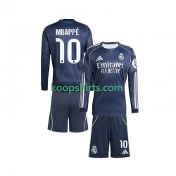 Real Madrid Uit Tenue Kinder Voetbalshirts Kylian Mbappe 10 2025-2026 Lange Mouwen