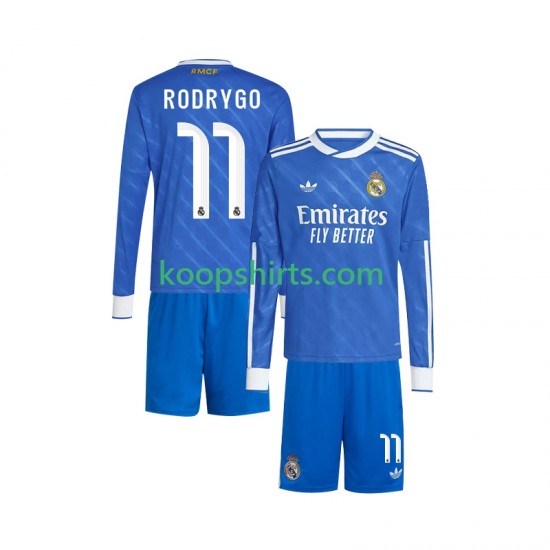 Real Madrid Derde Tenue Kinder Voetbalshirts Rodrygo 11 2025-2026 Lange Mouwen
