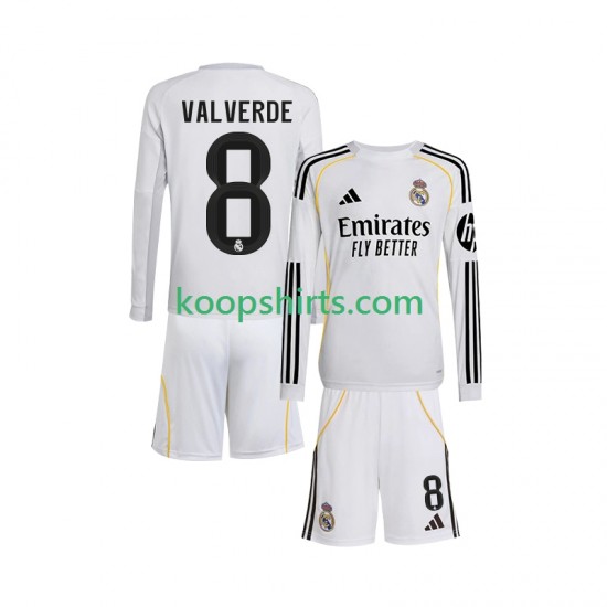 Real Madrid Thuis Tenue Kinder Voetbalshirts Valverde 8 2025-2026 Lange Mouwen