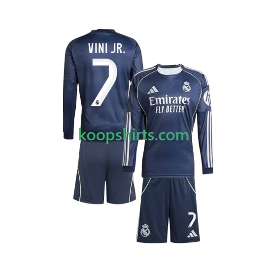 Real Madrid Uit Tenue Kinder Voetbalshirts Vinicius Junior 7 2025-2026 Lange Mouwen