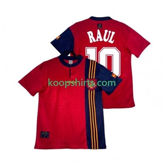 Spanje Retro Thuis Tenue Heren Voetbalshirts RAUL 10 1996 Korte Mouwen
