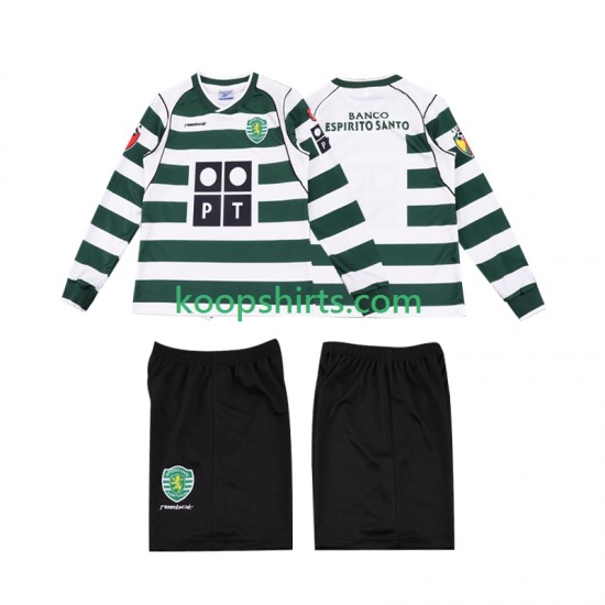 Sporting CP Retro Thuis Tenue Kinder Voetbalshirts 2001 2003 Lange Mouwen