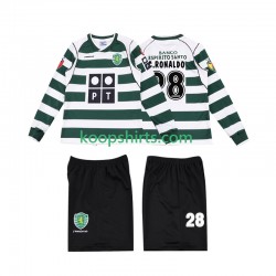 Sporting CP Retro Thuis Tenue Kinder Voetbalshirts Cristiano Ronaldo 28 2001 2003 Lange Mouwen